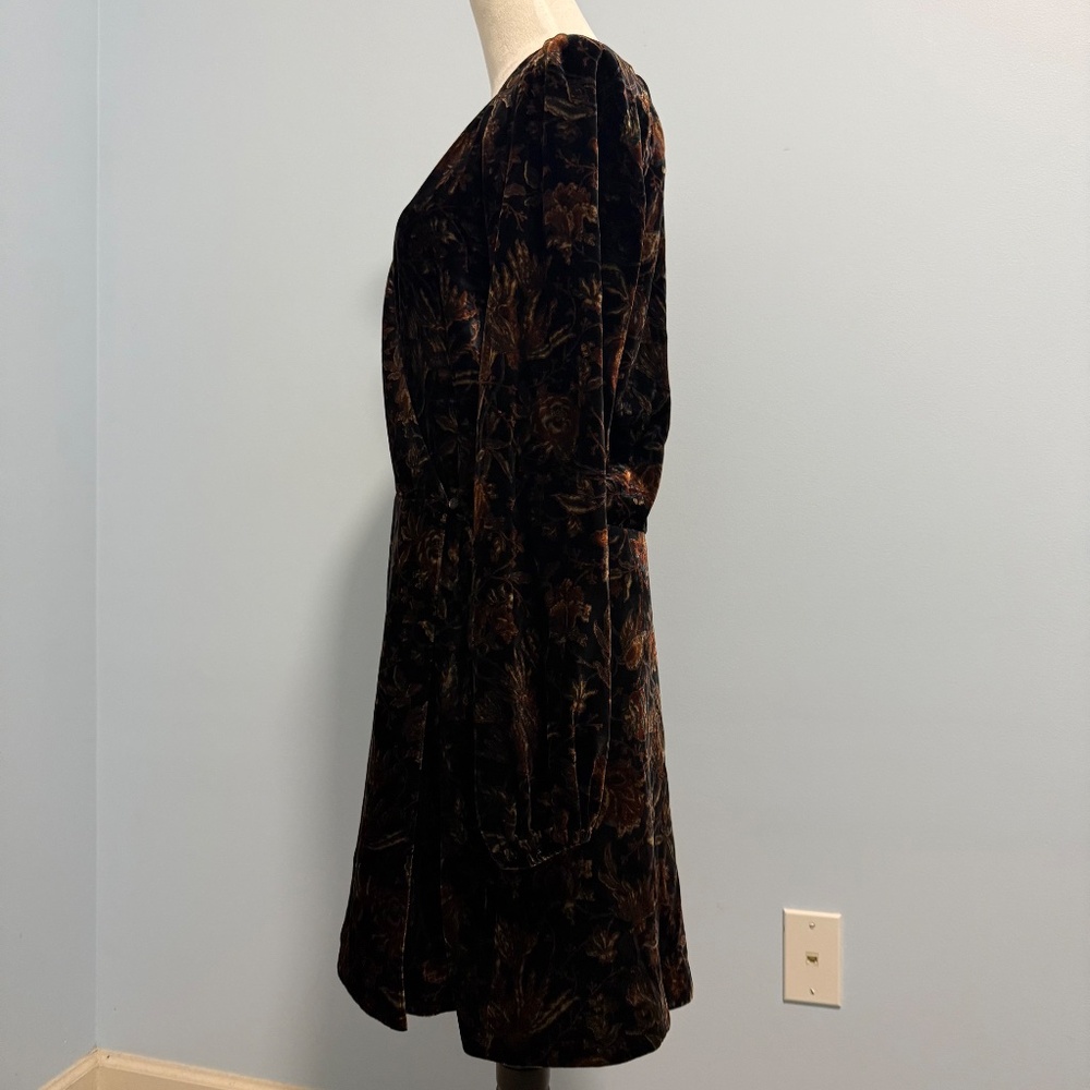 PAIGE Brown Estefani Printed Velvet Wrap Dress Sz L - Picture 5 of 12
